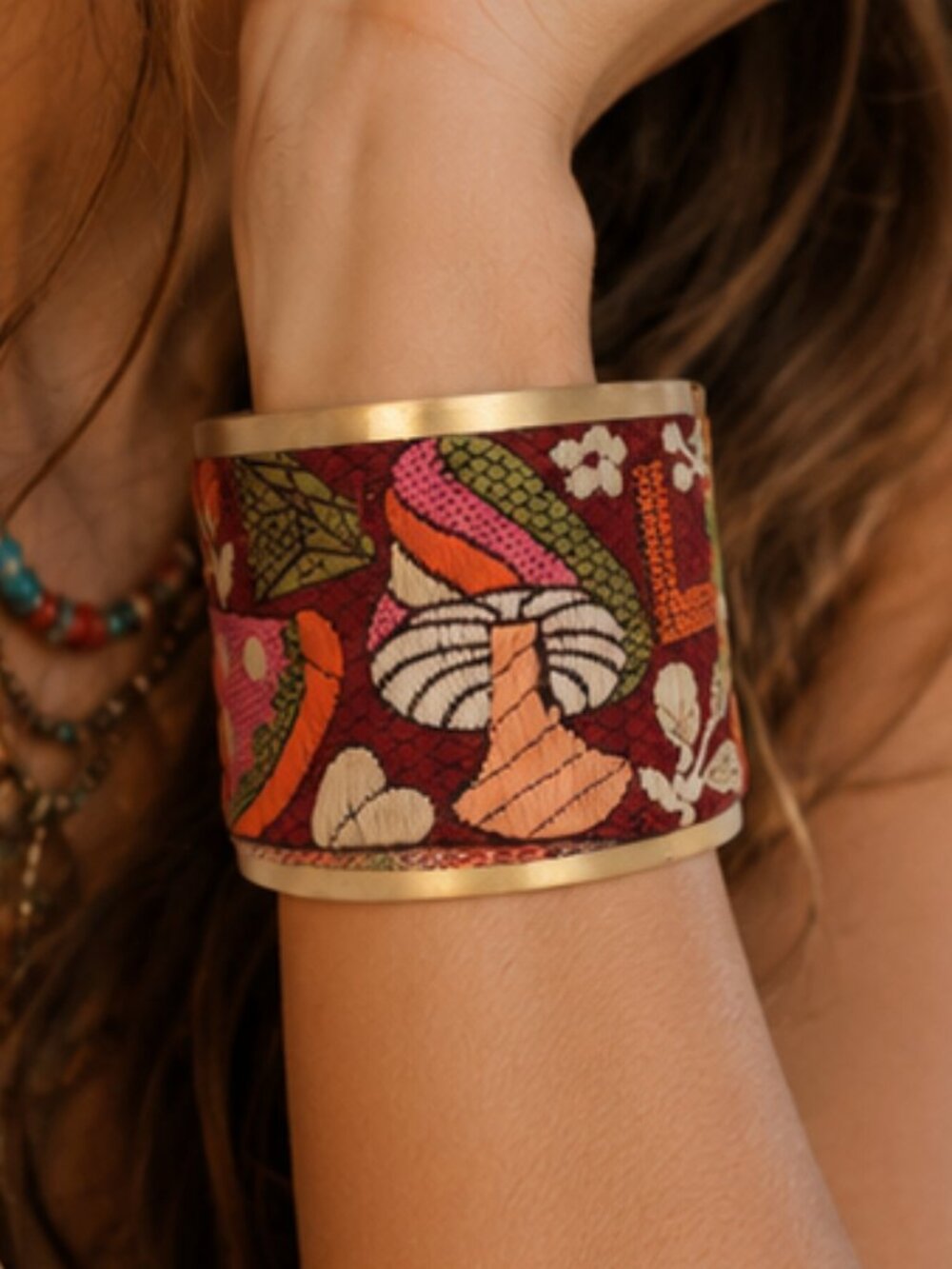 Love You So Mush Retro Hippie Mushroom Cuff Bracelet